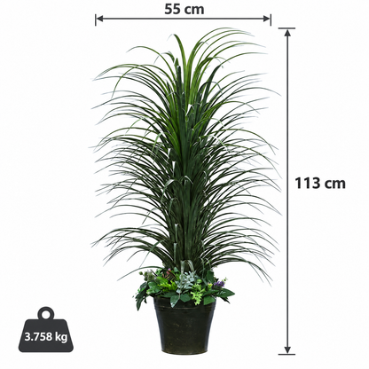 Artificial fountain grass with mixed floral base - size-weight