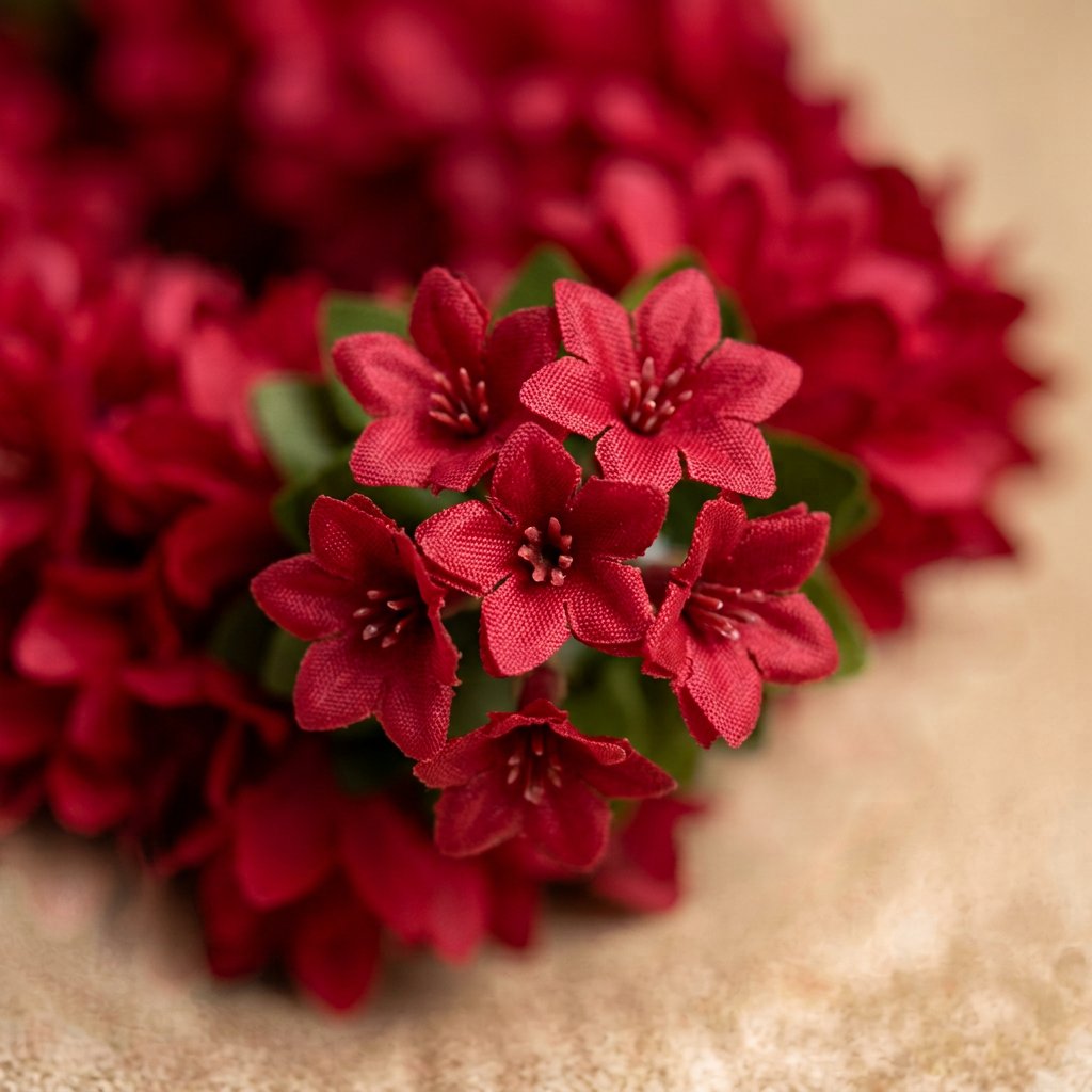 Red Artificial Flower Garland with Golden Bells — Premium Wall & Door Hanging Decor | Handmade Indian Festive Decoration-Artificial Flower Garland | AFF-Garland-1.1