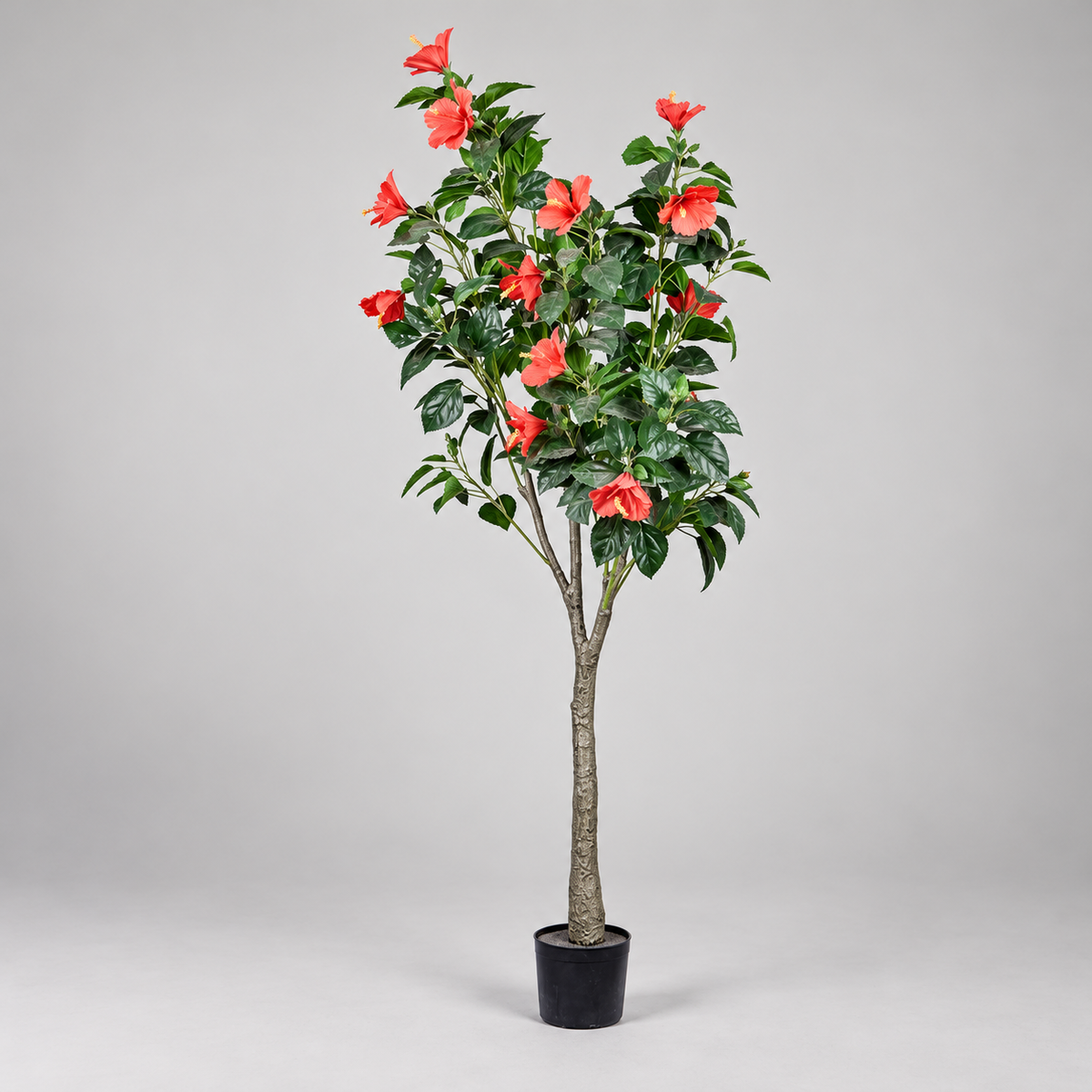 Artificial Hibiscus Flowering Potted Tree - side-view