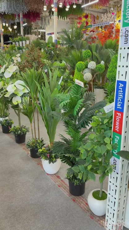 Artificial Plant Pink Blossom Pom-Pom Potted Tree