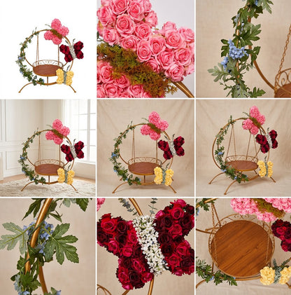 AFF Luxury Golden Floral Butterfly Hanging Swing Stand (Jhula / Display Stand)-Ganpati Stand 2Feet | AFF-Ganpatistand-01