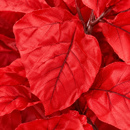 Scarlet artificial fiddle leaf plant - leaf-closeup