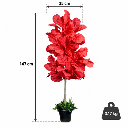 Scarlet artificial fiddle leaf plant - size-weight