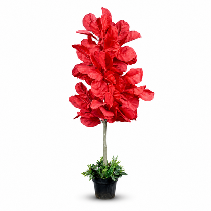 Scarlet artificial plant - white background