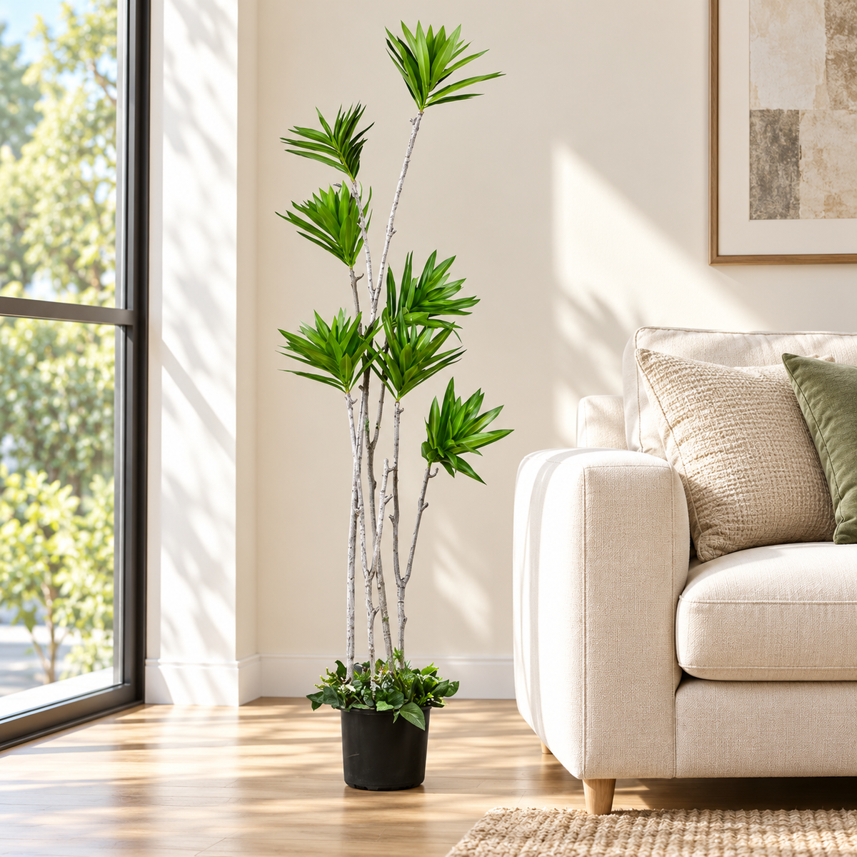 Artificial Multi-Stem Staggered Dracaena Tree - living-room