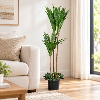 Artificial Triple-Stem Yucca Potted Tree - home